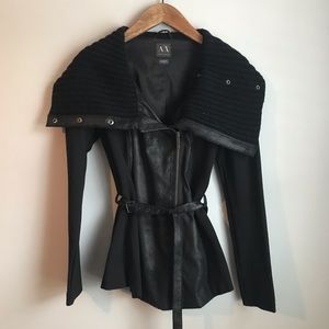 Black Suede Armani Exchange Moto Jacket